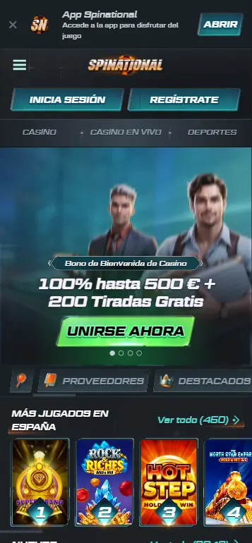 Página de inicio de casino con licencia española con la tragaperras Big Bass Splash destacada