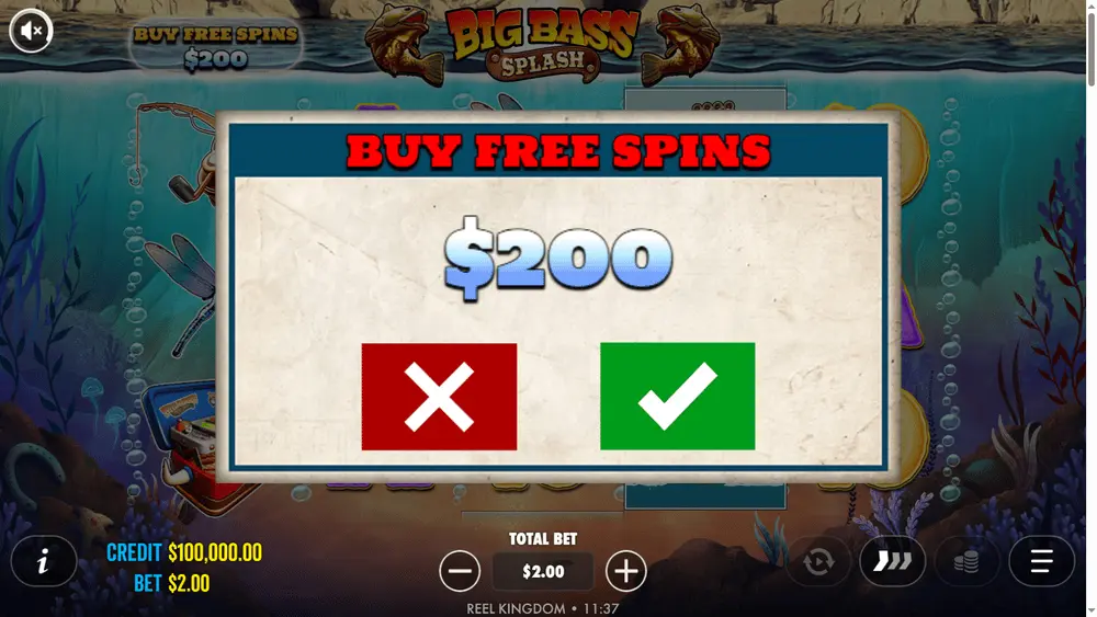 Buy Free Spins window